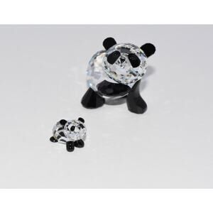 Swarovski Crystal Mother & Baby Panda Bear Set Retired